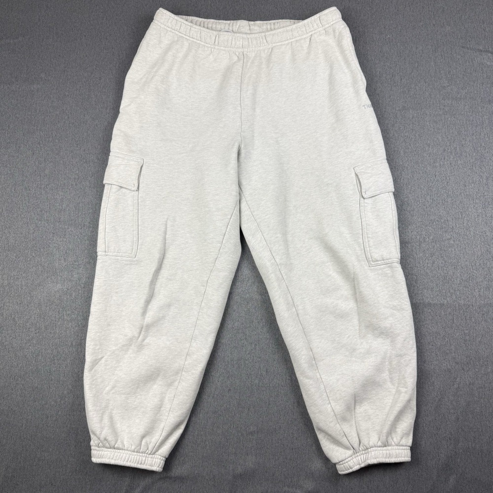 TNA Aritzia Sweatpants Womens Large Gray Cozy Fleece Mega Fit Cargo Joggers